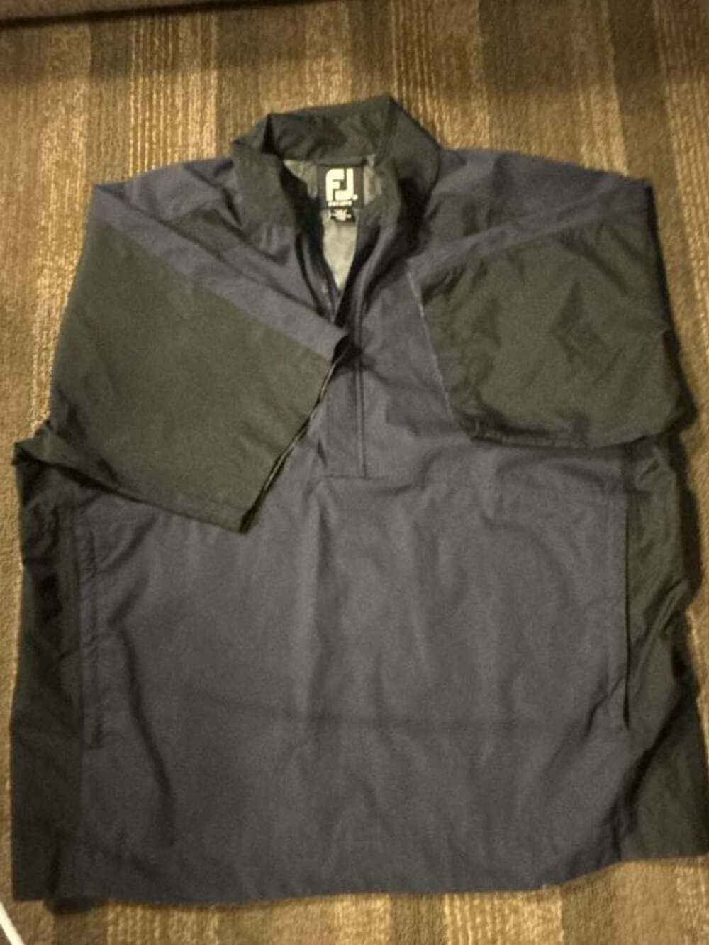FootJoy Dryjoys Men's Short Sleeve 1/2 Zip Windbreaker Jacket Blue Black